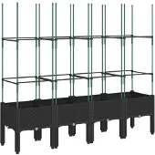 vidaXL Plantenbak met latwerk 160x40x142,5 cm polypropeen zwart