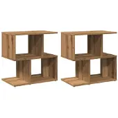 vidaXL Nachtkastjes 2 st 50x30x51,5 cm bewerkt hout artisanaal eiken