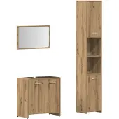 vidaXL 3-delige Badkamermeubelset bewerkt hout artisanaal eikenkleur