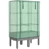 vidaXL Verhoogde tuinbed met kasopbouw, rattanlook, 80x40x140 cm
