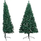 vidaXL Kunstkerstboom met standaard half 150 cm PVC groen