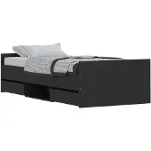 vidaXL Bedframe met hoofdeinde en voeteneinde, zwart, 90x200 cm