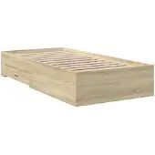 vidaXL Bedframe met lades bewerkt hout sonoma eikenkleurig 90x200 cm