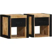 vidaXL Nachtkastjes 2 st 40x35x40 cm massief ruw hout mango