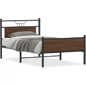 vidaXL Bedframe zonder matras bewerkt hout bruin eikenkleur 100x200 cm