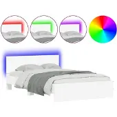 vidaXL Bedframe met hoofdeinde en LED-verlichting, wit, 120x190 cm