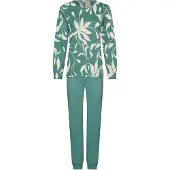 Pastunette Pyjama 'Nordic Leaf' crème / donkergroen