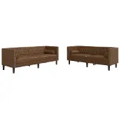 vidaXL 2-delige Loungeset Chesterfield met bolsters kunstsuède bruin