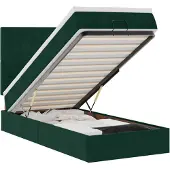 vidaXL Ottoman bed met matrassen 100x200cm fluweel donkergroen