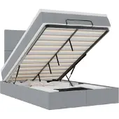 vidaXL Ottoman bed met matras en LED's 120x200cm stof lichtgrijs