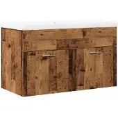 vidaXL 2-delige Badkamermeubelset bewerkt hout oud houtkleurig