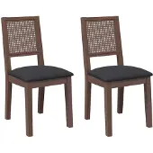 vidaXL Eetkamerstoelen met kussens 2 st massief hout rubber bruin