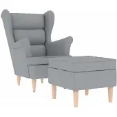vidaXL Fauteuil met voetenbankje stof lichtgrijs