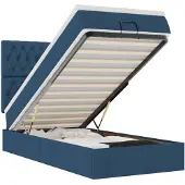 vidaXL Bed poef met matras en LED's 100x200 cm stof blauw