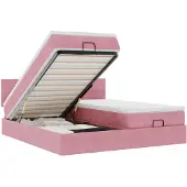 vidaXL Ottoman bed met matrassen en LED's 200x200cm fluweel roze