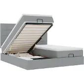 vidaXL Ottoman bed met matrassen en LED's 160x200cm stof lichtgrijs