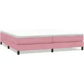 vidaXL Boxspring zonder matras fluweel roze 200x220 cm