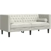 vidaXL Tweezitsbank Chesterfield-stijl en bolsters fluweel crèmekleur
