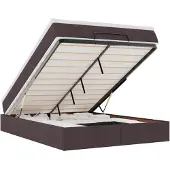 vidaXL Ottoman bed met matras 140x200cm stof donkerbruin