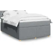 vidaXL Boxspring met matras stof lichtgrijs 140x190 cm