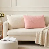 vidaXL Kussensloop 6 st HEERLEN Roze 50 x 70 cm Nep Konijnenbont