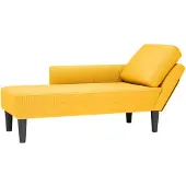 vidaXL Chaise longue met kussen corduroy stof lichtgeel
