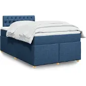 vidaXL Boxspringbed met matras, blauw, 120x200 cm, met stoffen bekleding
