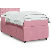 vidaXL Boxspringbed met matras, roze, 100x200 cm, fluweel