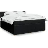vidaXL Boxspring met matras stof zwart 180x200 cm