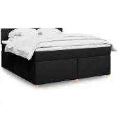 vidaXL Boxspringbed met matras, zwart, 180x200 cm, gestoffeerd