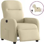 vidaXL Fauteuil verstelbaar elektrisch stof crèmekleurig