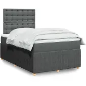 vidaXL Boxspring met matras stof donkergrijs 120x200 cm