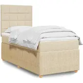 vidaXL Boxspringbed met matras, crème kleur, 100x200 cm, met stoffen bekleding