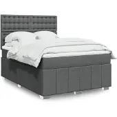 vidaXL Boxspring met matras stof donkergrijs 160x200 cm