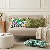 vidaXL Kussensloop 6 st HOUTEN Blad Design 40 x 80 cm Polyester