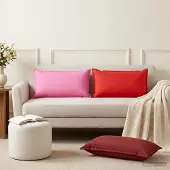 vidaXL Kussensloop 6 st HOUTEN Wijnrood 40 x 80 cm Polyester
