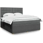 vidaXL Boxspring met matras stof donkergrijs 180x200 cm