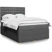 vidaXL Boxspring met matras stof donkergrijs 160x200 cm