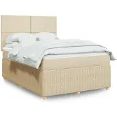 vidaXL Boxspring met matras stof crèmekleurig 140x200 cm