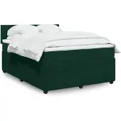 vidaXL Boxspring met matras fluweel donkergroen 140x200 cm