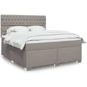 vidaXL Boxspring met matras stof taupe 180x200 cm