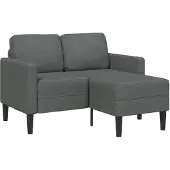 vidaXL Tweezitsbank met chaise longue L-vorm donkergrijs 125 cm stof