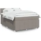 vidaXL Boxspringbed met matras, taupekleurig, 140x200 cm, met stoffen bekleding