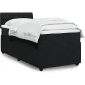 vidaXL Boxspring met matras fluweel zwart 90x200 cm