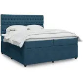 vidaXL Boxspringbed met matras, blauw, 200x200 cm, fluweel
