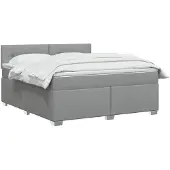 vidaXL Boxspringbed met matras en LED-verlichting, lichtgrijs, 140 x 190 cm, stof