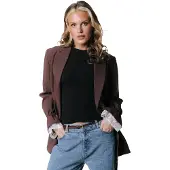 Colourful Rebel Mimmi Lace Peplum Sleeve Blazer - S