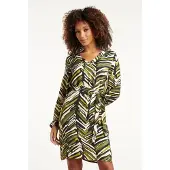 Smashed Lemon 25680 army groen korte zig-zag print jurk |