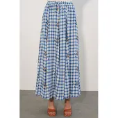 Big Dart Hoog-Waisted Geruite Maxi Rok