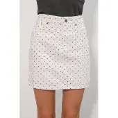 Big Dart Hoge Taille Polkadot Denim Mini Rok